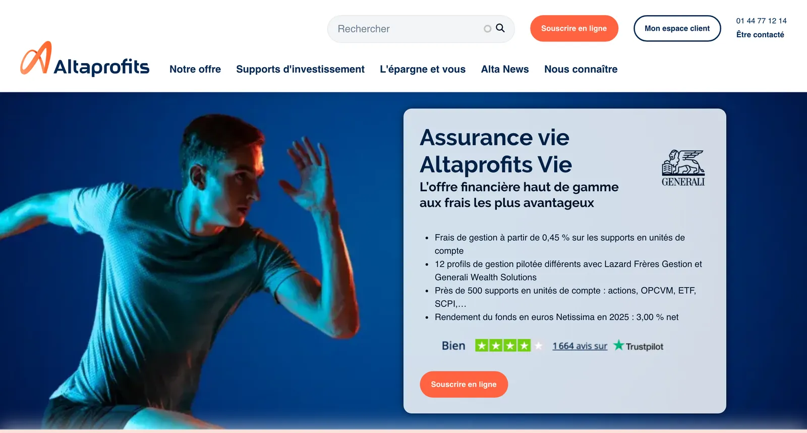Site d'Altaprofits : « Assurance vie Altaprofits Vie »