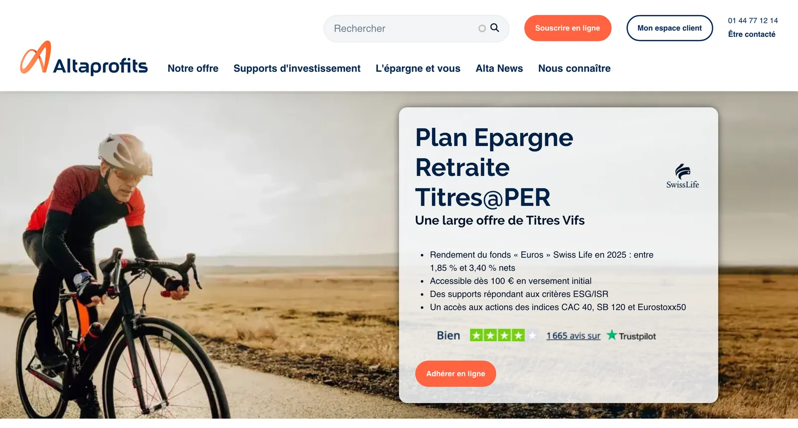 Site de Altaprofits : « Plan Epargne Retraite Titres@PER »