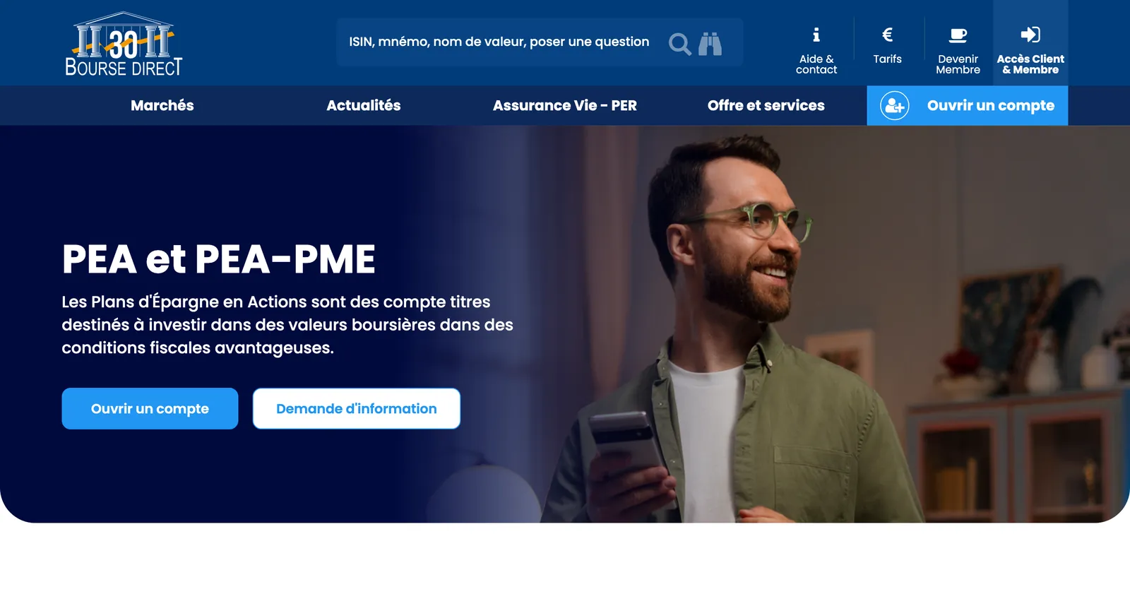 Site de Bourse Direct : « PEA et PEA-PME »