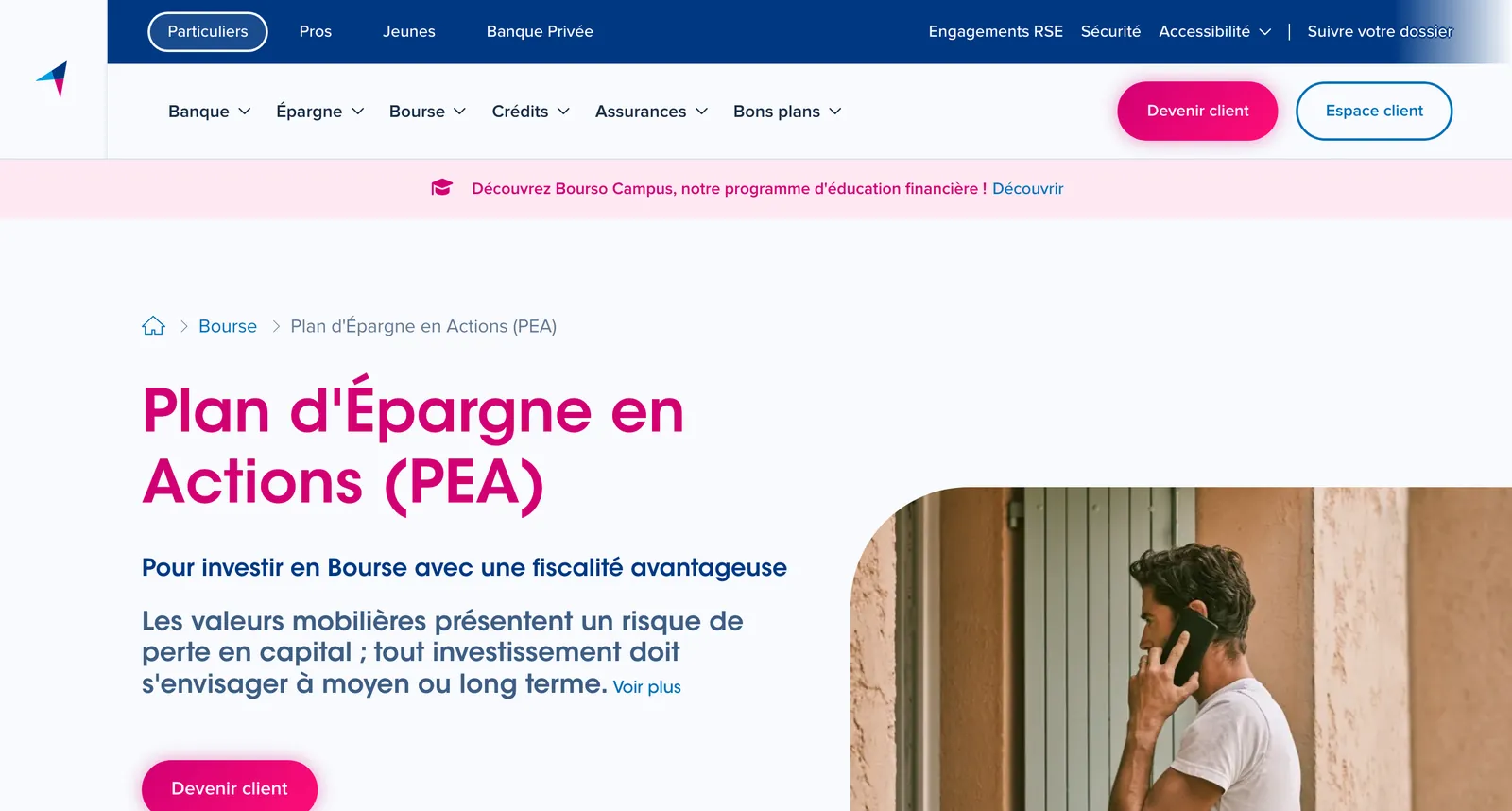 Site de BoursoBank : « Plan d'Épargne en Actions (PEA) »