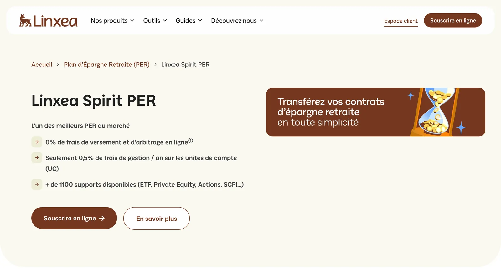 Site de Linxea : « Linxea Spirit PER »