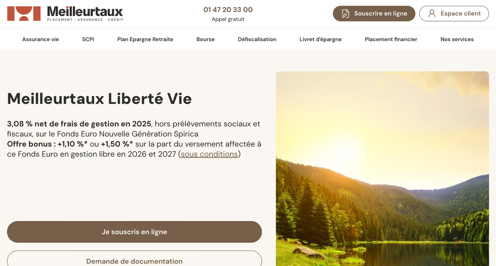 Site de Meilleurtaux Placement : « Meilleurtaux Liberté Vie »