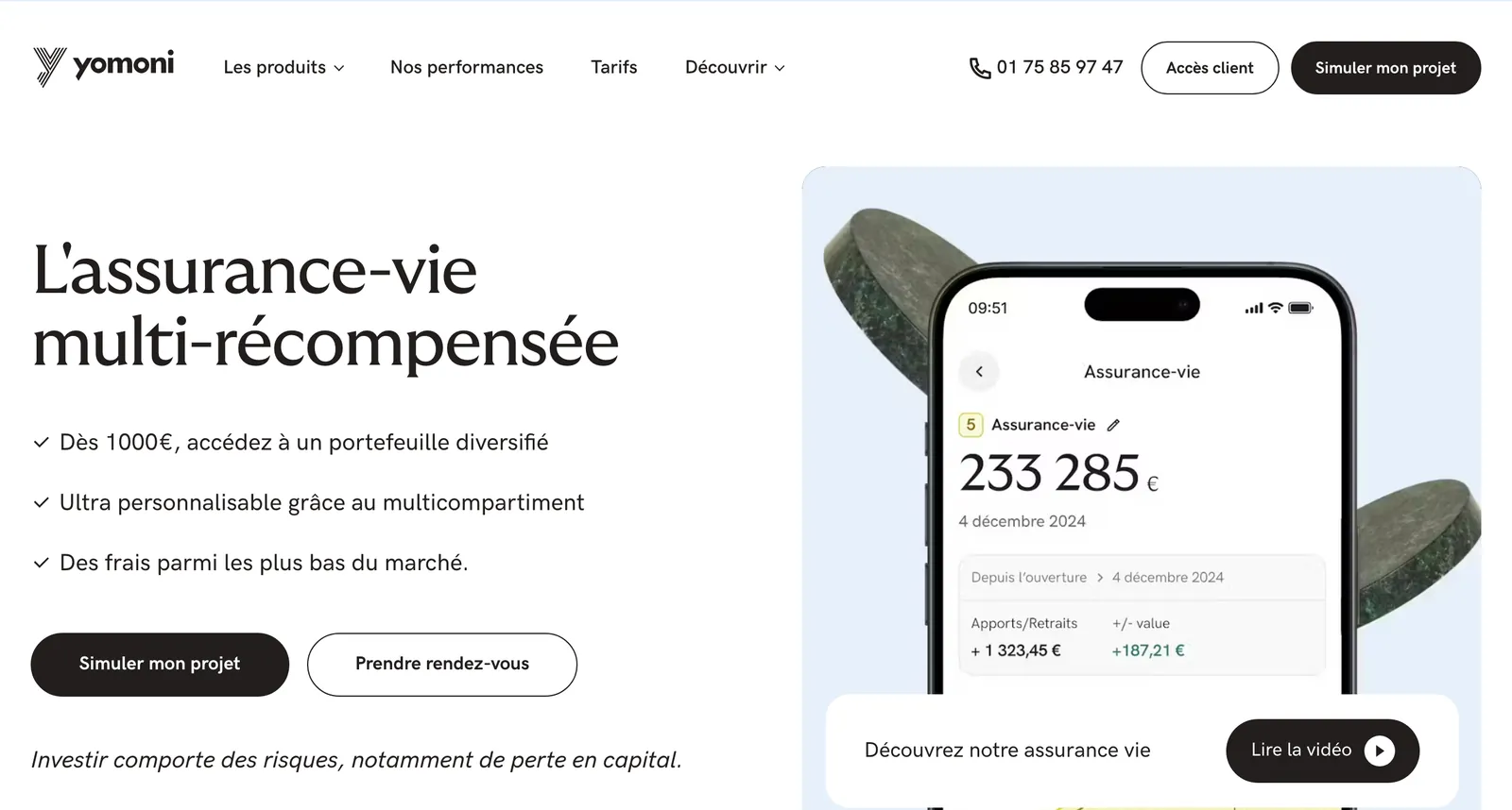 Site de Yomoni : « L'assurance-vie multi-récompensée »